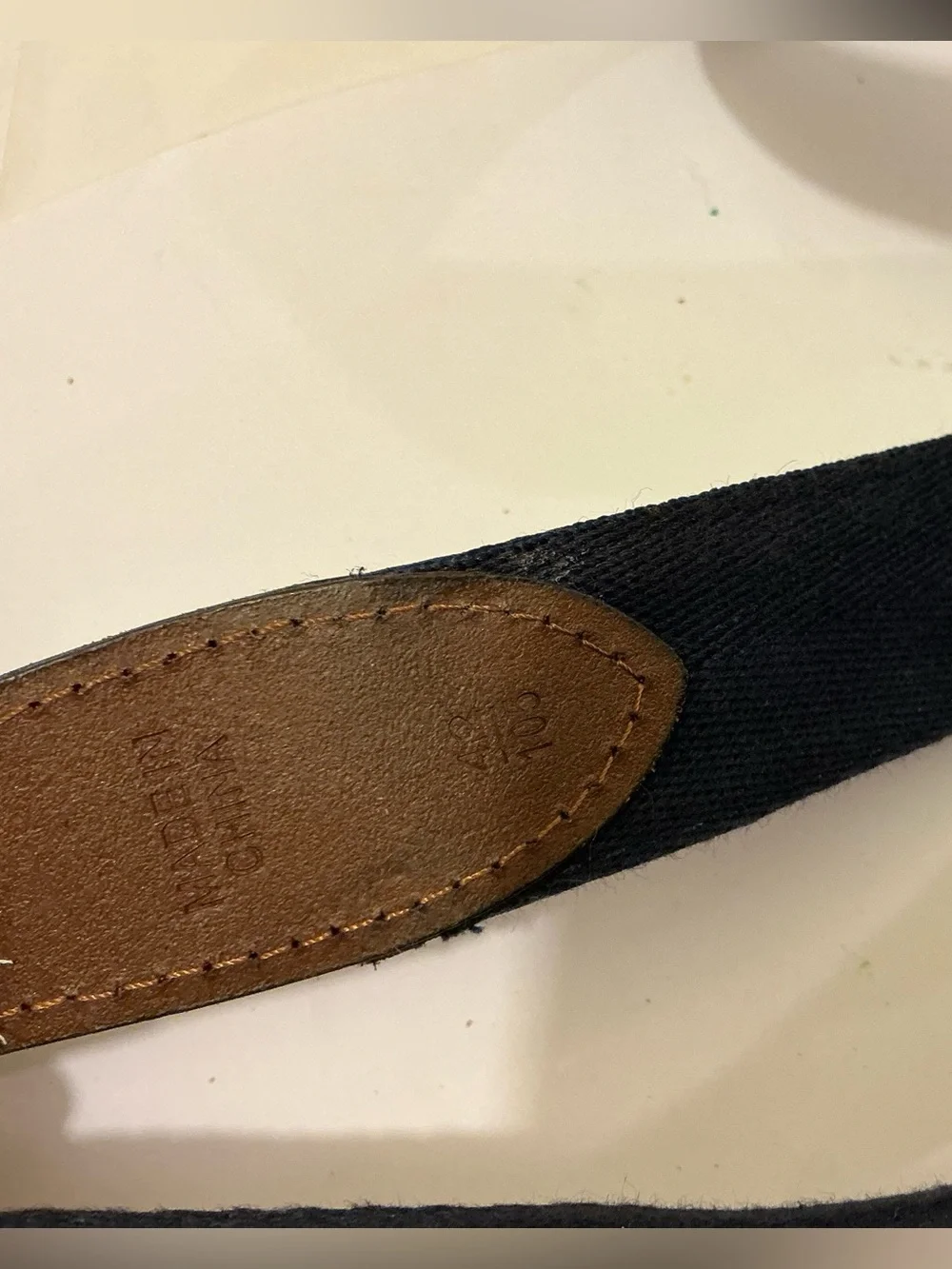 Polo Ralph Lauren Navy Blue Red Striped Logo Crest Belt Men’s Sz 42/105 vintage